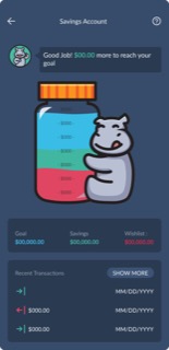 Kidough savings account view